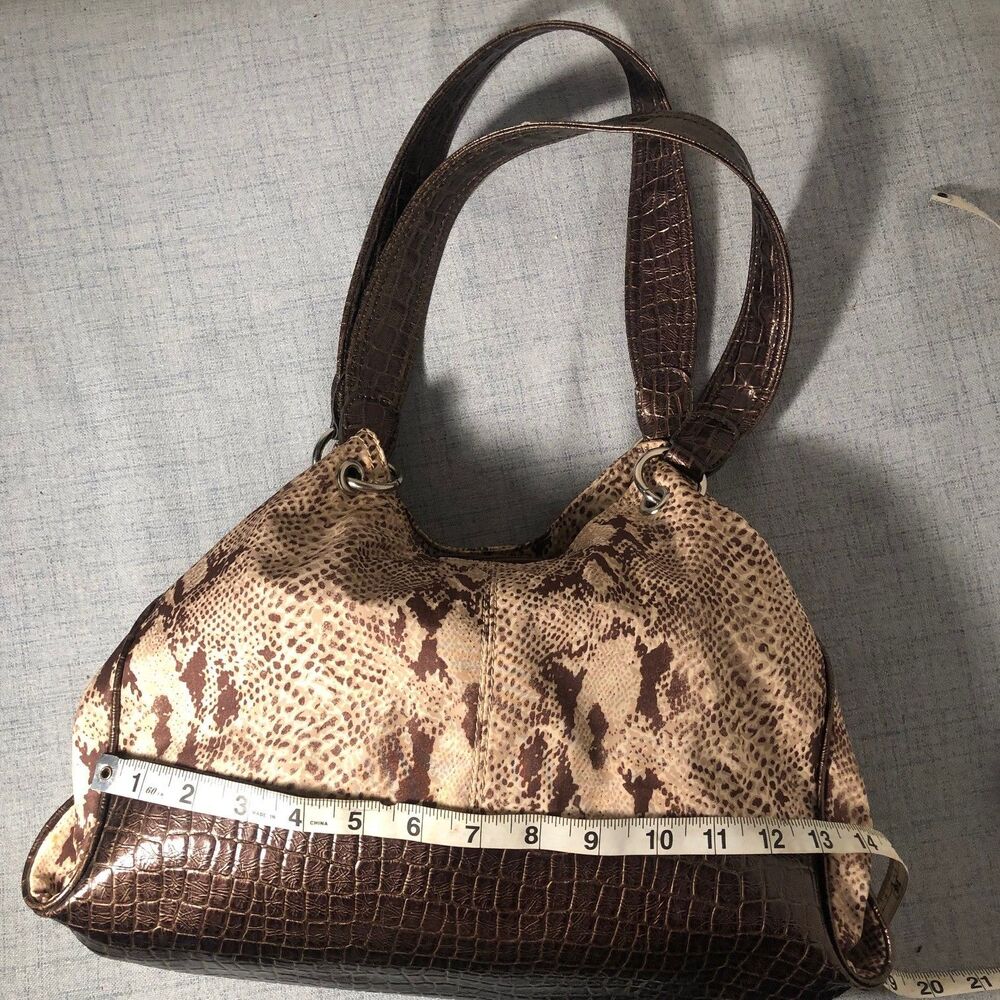 Sienna Ricchi Satchel brown Animal Print snake crocodile pattern shoulder bagNEW
